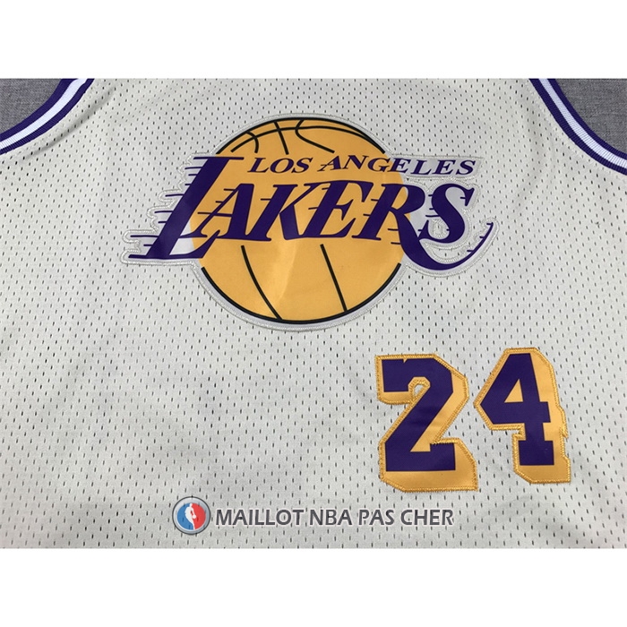 Maillot Los Angeles Lakers Kobe Bryant NO 24 Mitchell & Ness Chainstitch Creme